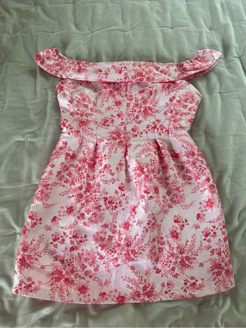 Pink Floral Short Formal Dress